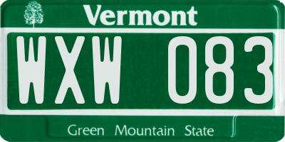 VT license plate WXW083
