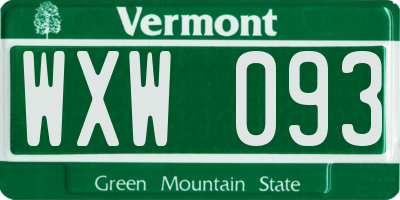 VT license plate WXW093
