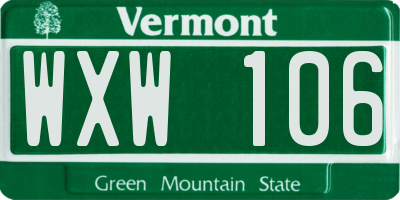 VT license plate WXW106