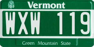 VT license plate WXW119