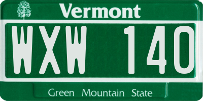 VT license plate WXW140