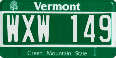 VT license plate WXW149