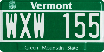 VT license plate WXW155