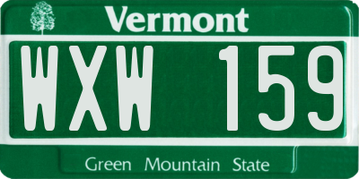 VT license plate WXW159