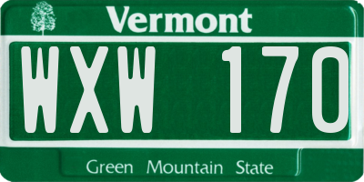 VT license plate WXW170