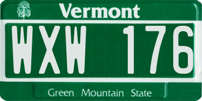 VT license plate WXW176