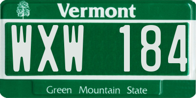 VT license plate WXW184
