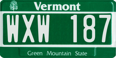 VT license plate WXW187