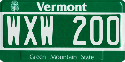 VT license plate WXW200