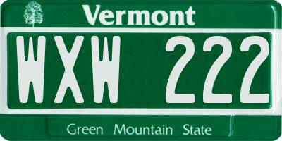 VT license plate WXW222