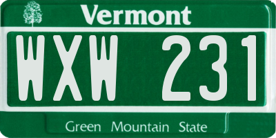 VT license plate WXW231