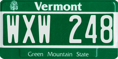 VT license plate WXW248