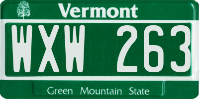 VT license plate WXW263