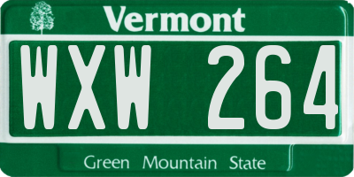 VT license plate WXW264