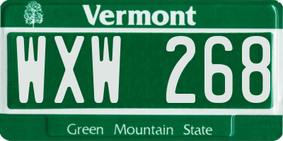 VT license plate WXW268