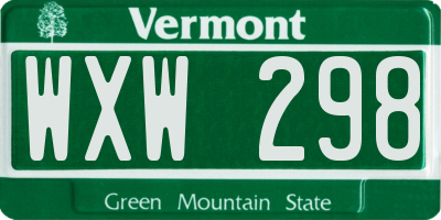VT license plate WXW298