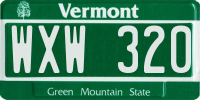 VT license plate WXW320