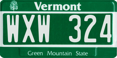 VT license plate WXW324