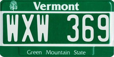 VT license plate WXW369
