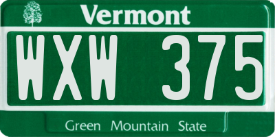 VT license plate WXW375
