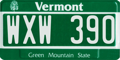 VT license plate WXW390