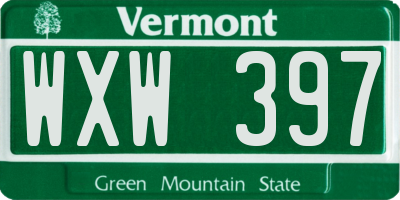 VT license plate WXW397