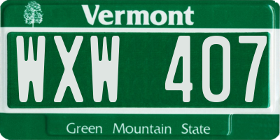 VT license plate WXW407