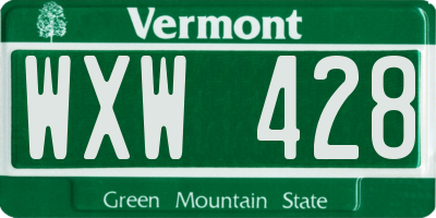 VT license plate WXW428