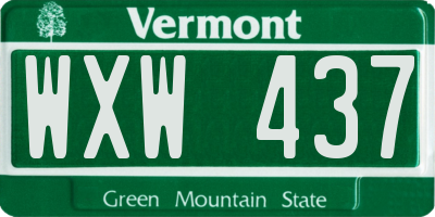 VT license plate WXW437