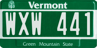 VT license plate WXW441