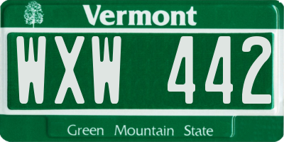 VT license plate WXW442