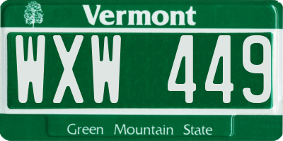 VT license plate WXW449
