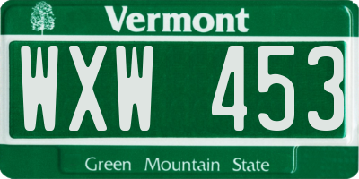 VT license plate WXW453