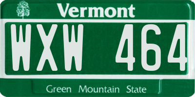 VT license plate WXW464
