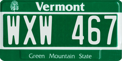 VT license plate WXW467