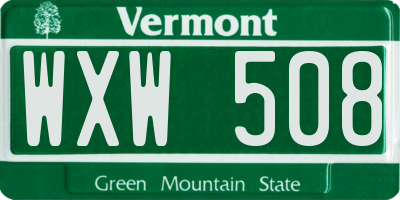VT license plate WXW508