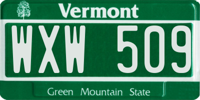 VT license plate WXW509