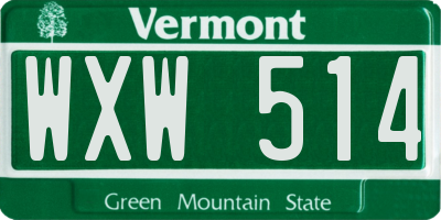 VT license plate WXW514