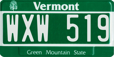 VT license plate WXW519