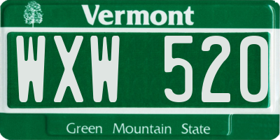 VT license plate WXW520