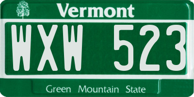 VT license plate WXW523