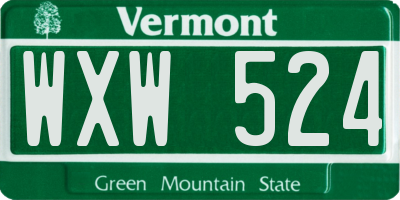 VT license plate WXW524