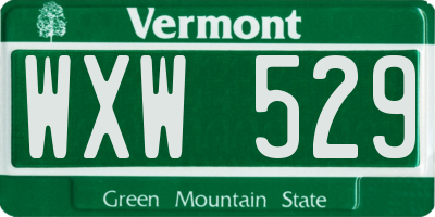 VT license plate WXW529