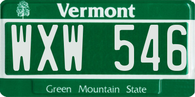 VT license plate WXW546