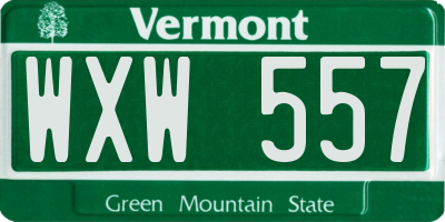VT license plate WXW557