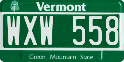 VT license plate WXW558
