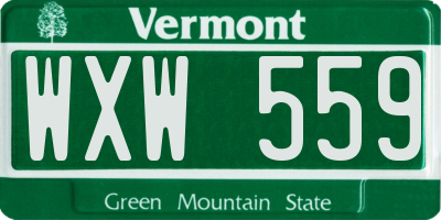 VT license plate WXW559