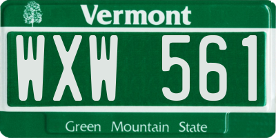 VT license plate WXW561