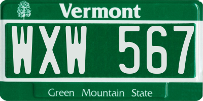 VT license plate WXW567