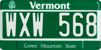 VT license plate WXW568